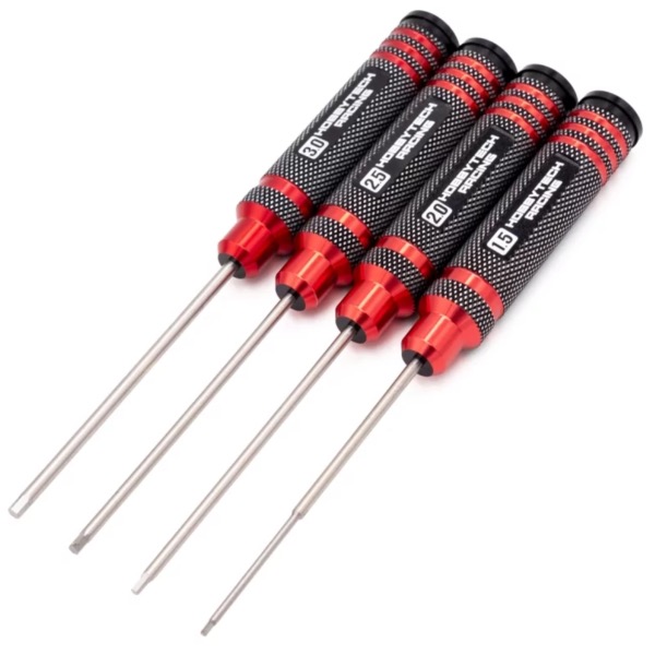 KIT DE 4 TOURNEVIS ROUGE ET NOIR ALLEN 1.5/2/2.5/3MM HOBBYTECH