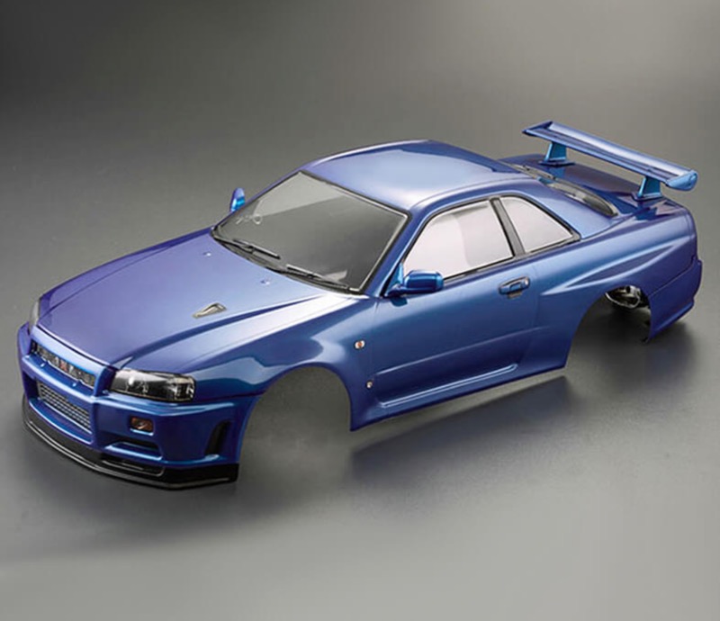 Carrosserie Nissan Skyline R34 bleu 195MM 1/10 déjà peinte avec décoration killerbody KB48716