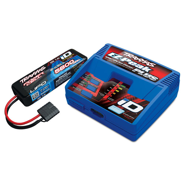 PACK ECO RUSTLER 4X4 BRUSHLESS BL-2S ROUGE LIPO 2S 5800 MAH CHARGEUR TRAXXAS SAC OFFERT