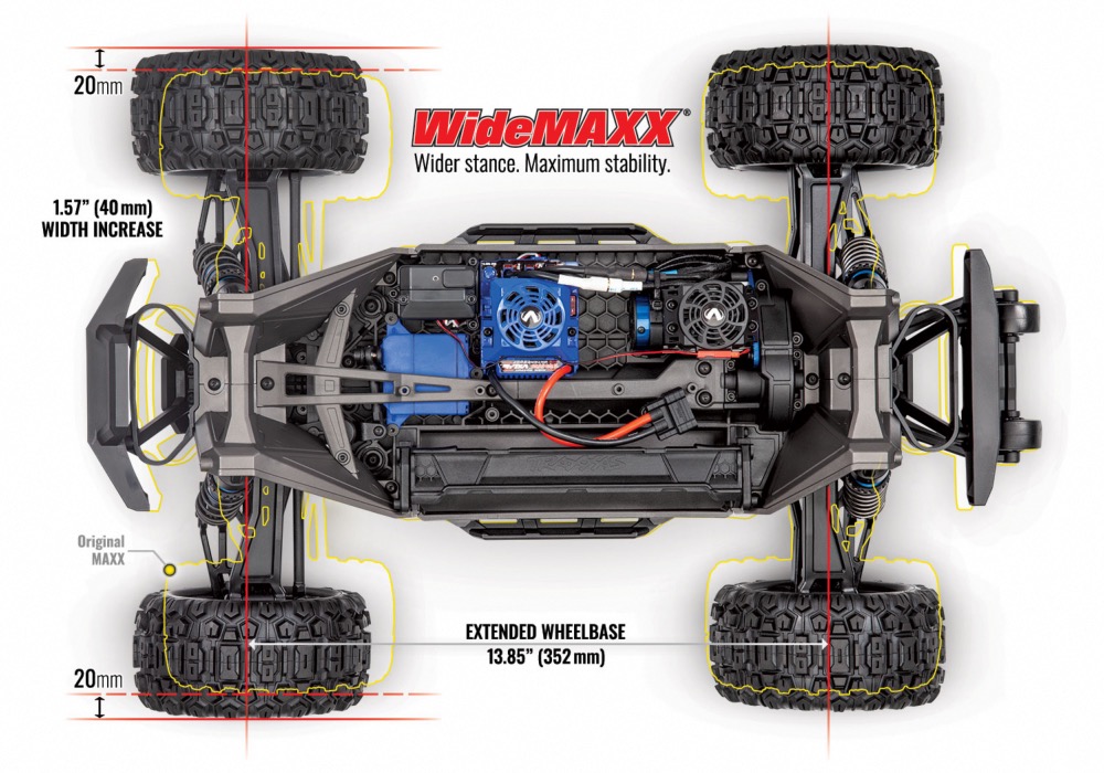 TRAXXAS MAXX 4X4 WIDEMAXX BRUSHLESS JAUNE