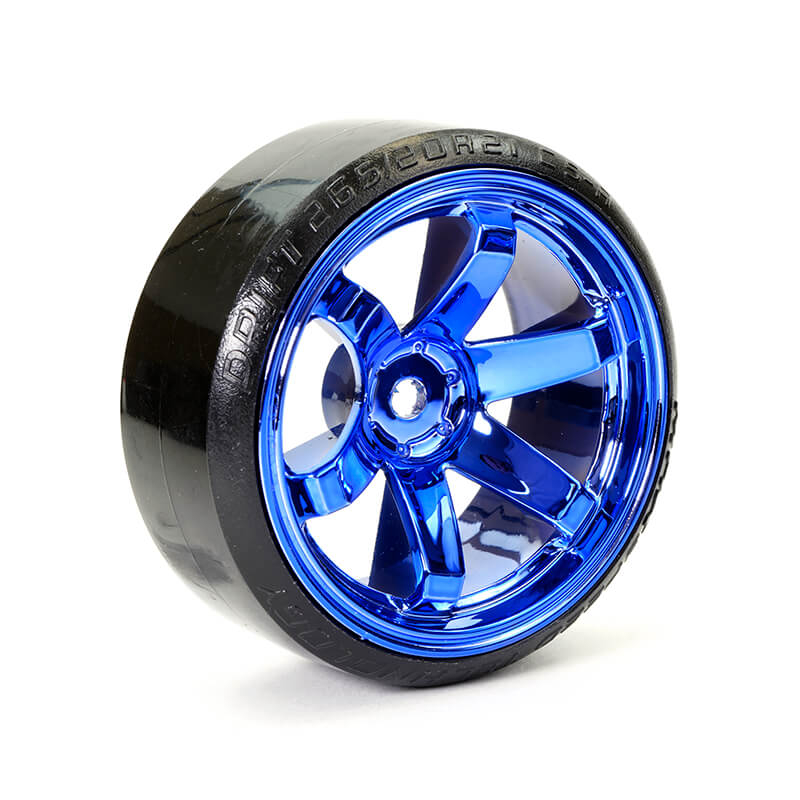 FASTRAX 1/10 STREET/DRIFT TYRE 6-SPOKE WHEEL (6MM OFFSET) - BLEU (4)
