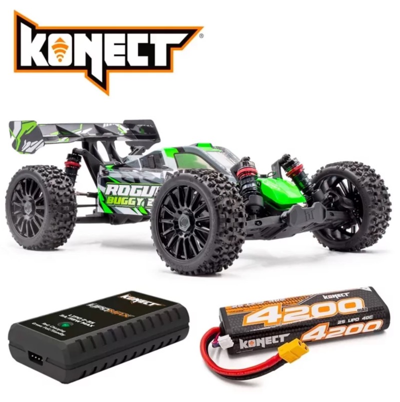 PACK ECO HOBBYTECH ROGUE BUGGY 2.0 1/8 BRUSHLESS VERT - RTR LIPO / CHARGEUR 100% RTR