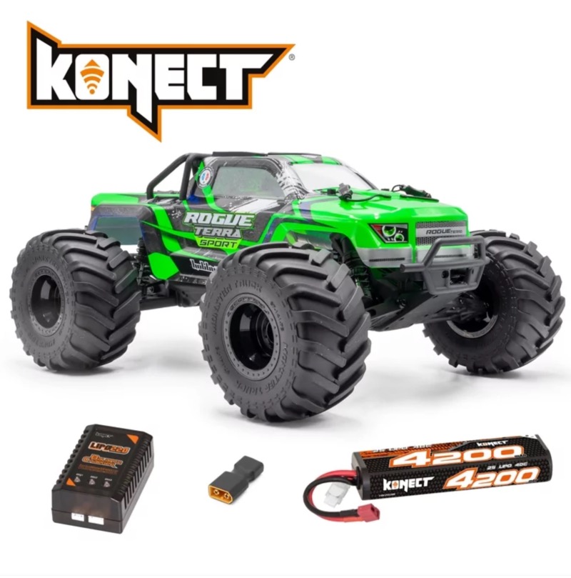 PACK ECO HOBBYTECH ROGUE TERRA SPORT 1/10 BRUSHLESS VERT ACCUS ET CHARGEUR 100% RTR