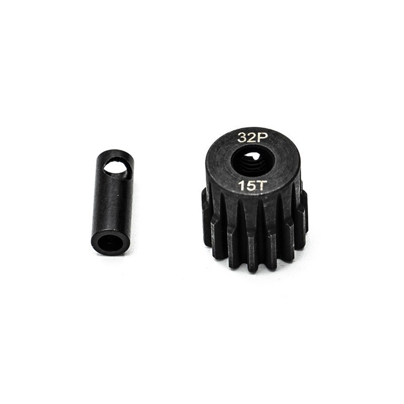 HOBBYTECH KN-183215 PIGNON MOTEUR 32DP Ø5MM + ADAPTATEUR 3,17MM 15 DENTS EN ACIER