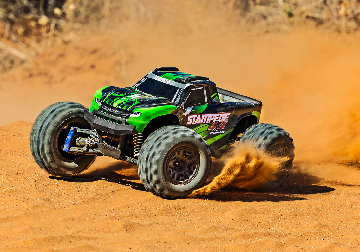 PACK ECO TRAXXAS STAMPEDE 1/10 4X4 BRUSHLESS BL-2S BLEU LIPO 2S CHARGEUR RAPIDE SAC OFFERT